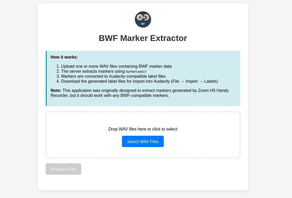 BWF Marker Extractor Screenshot
